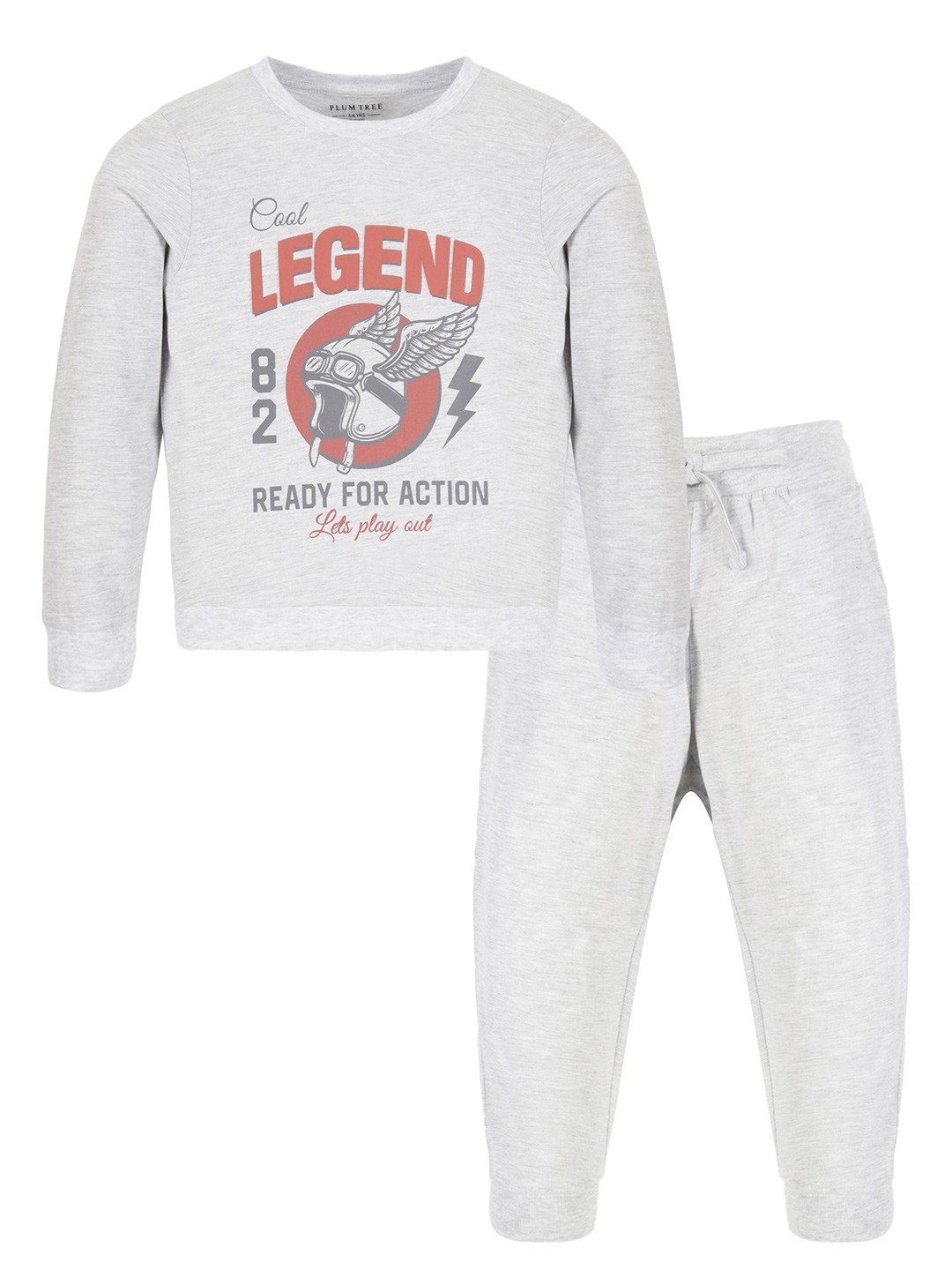 PLUM TREE Boys Pure Cotton Printed Full Sleeve T-Shirt & Jogger Clothing Set