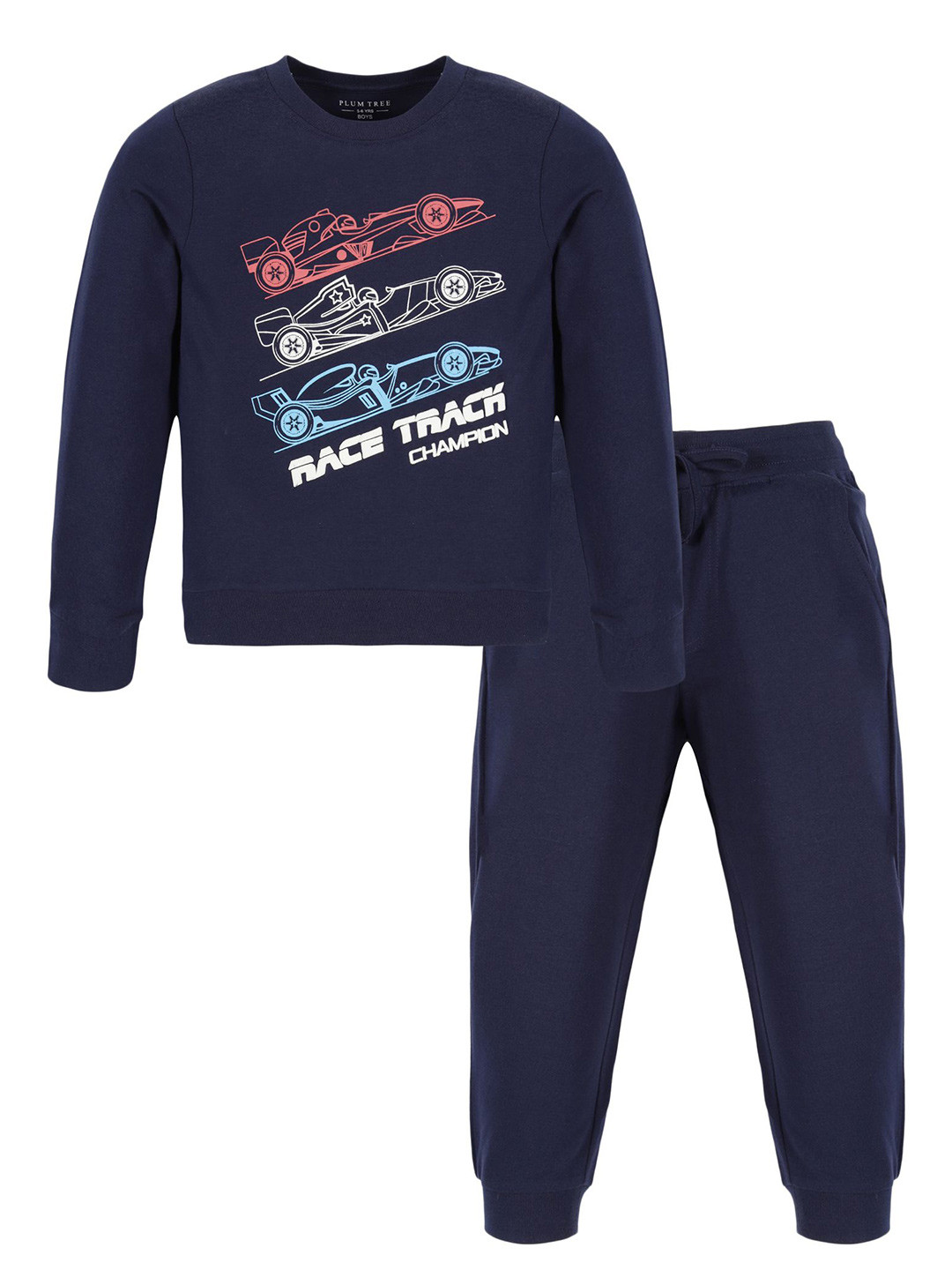 PLUM TREE Boys Pure Cotton Printed Full Sleeve T-Shirt & Jogger Clothing Set