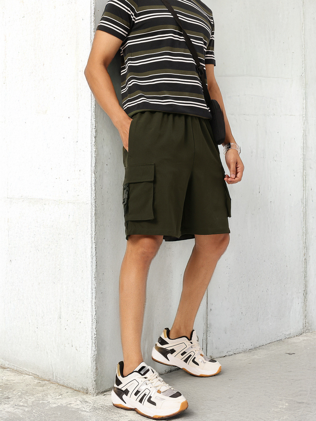 Kook N Keech Men Loose Fit Shorts with Buckle-Detail