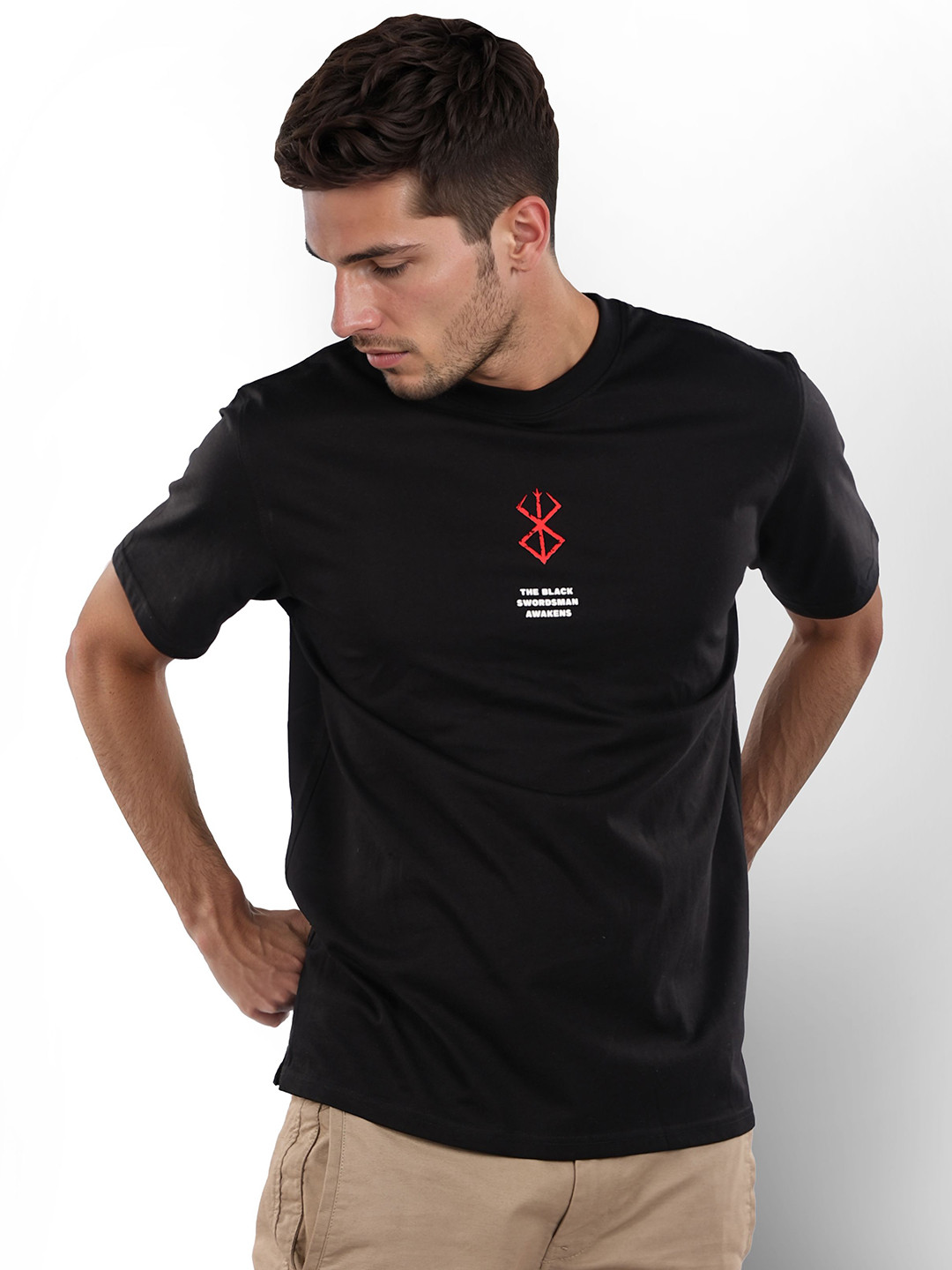 Celio Men Beserk Printed Round Neck Cotton Oversized T-Shirt