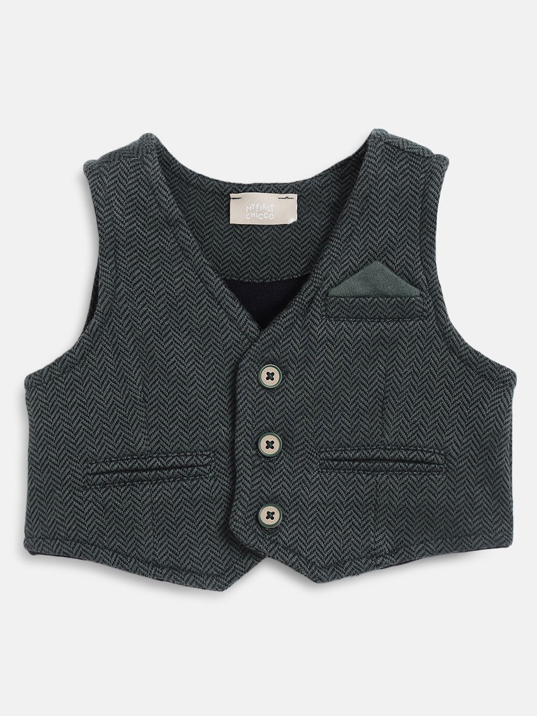 Chicco Boys Woven Design V-Neck Sleeveless Waistcoat