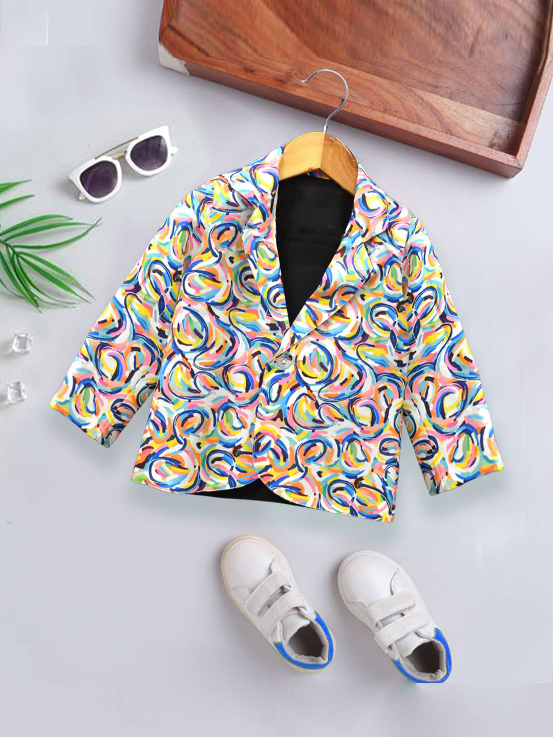 A.T.U.N. Boys Printed Peaked Lapel Single-Breasted Blazer