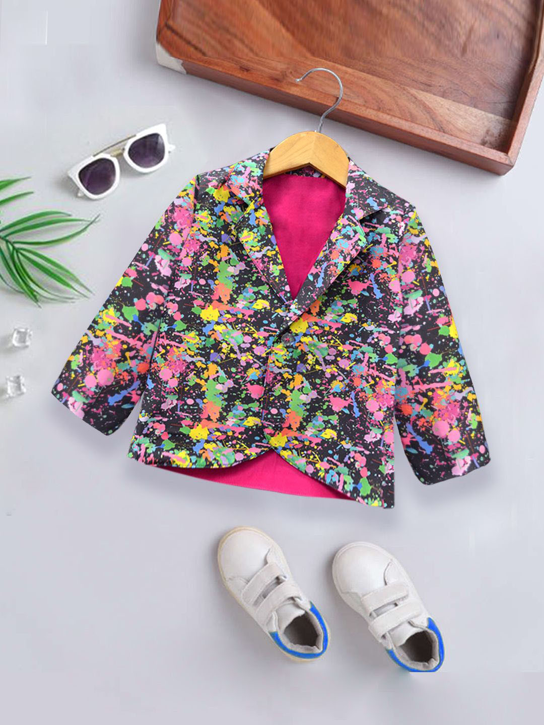 A.T.U.N. Boys Printed Peaked Lapel Single-Breasted Blazer