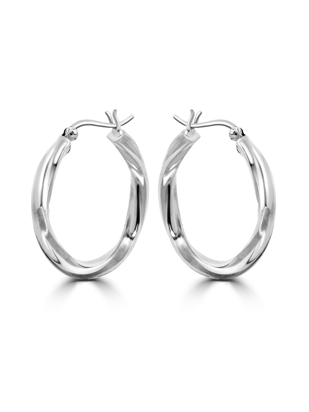 925 SILLER Elegant 925 Sterling Silver Charm Pave Huggie Hoop Earrings