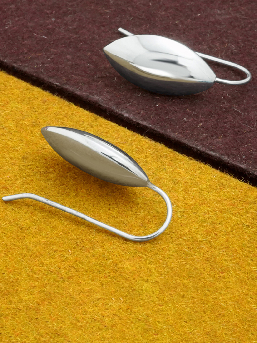 925 SILLER 925 Pure Silver Minimalistic Silver Leaf Pattern Earring