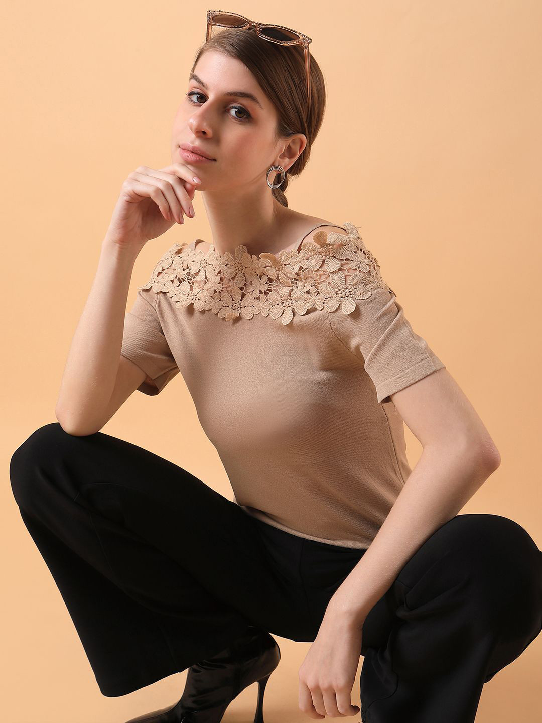 SHOWOFFFF Women Solid Off-shoulder Top