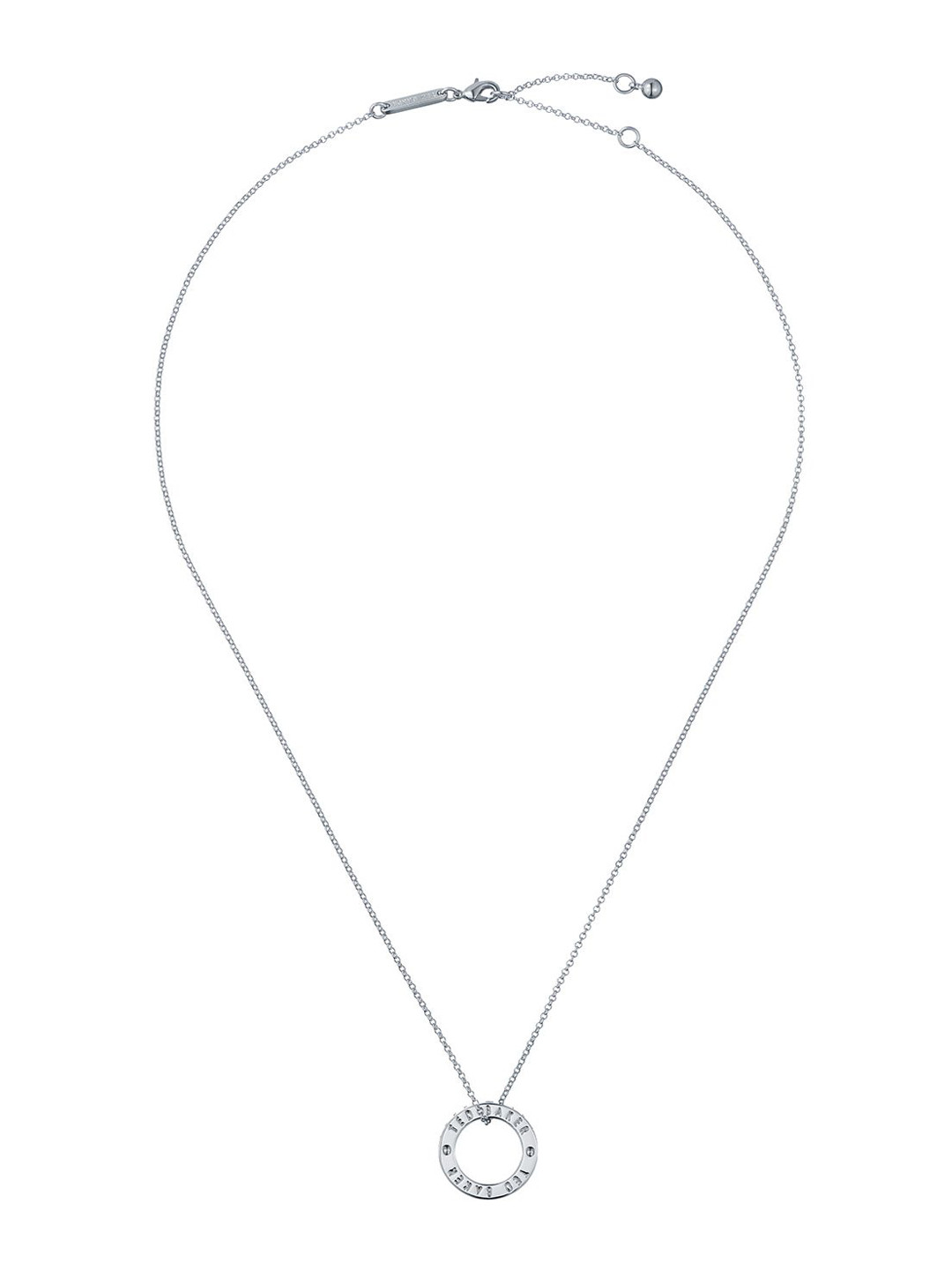 Ted Baker Silver-Plated Circular Loelle Logo Link Pendant With Chain