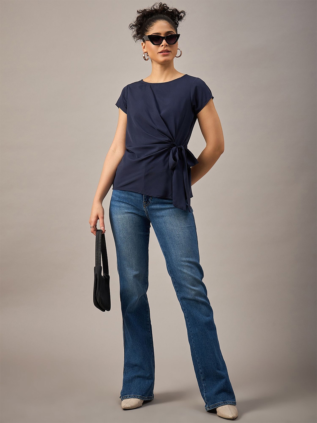 The Roadster Life Co. Women Solid Round Neck Polyester Top