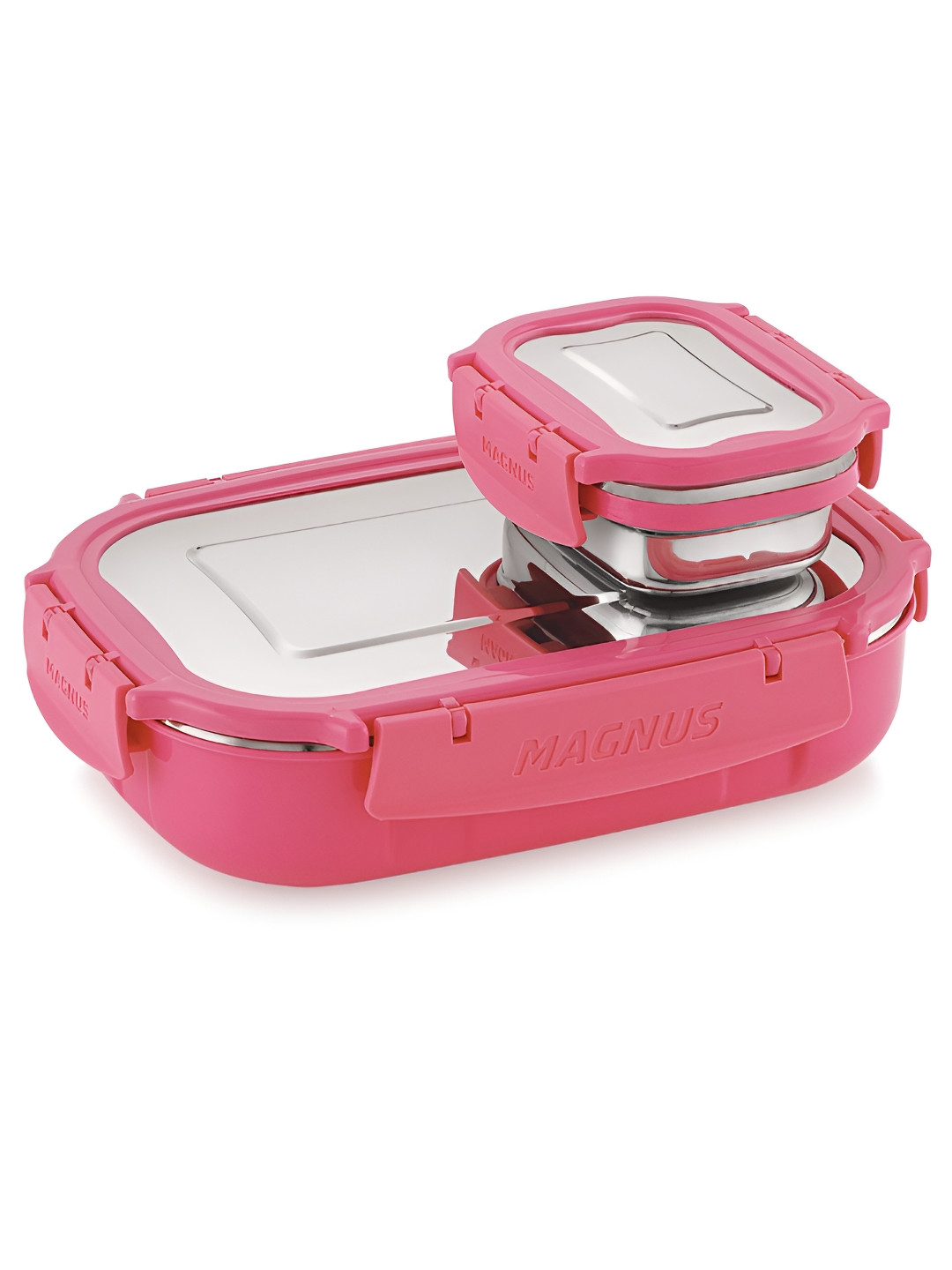 MAGNUS Pink 2 Pieces Stainless Steel Spike Lunch Box
