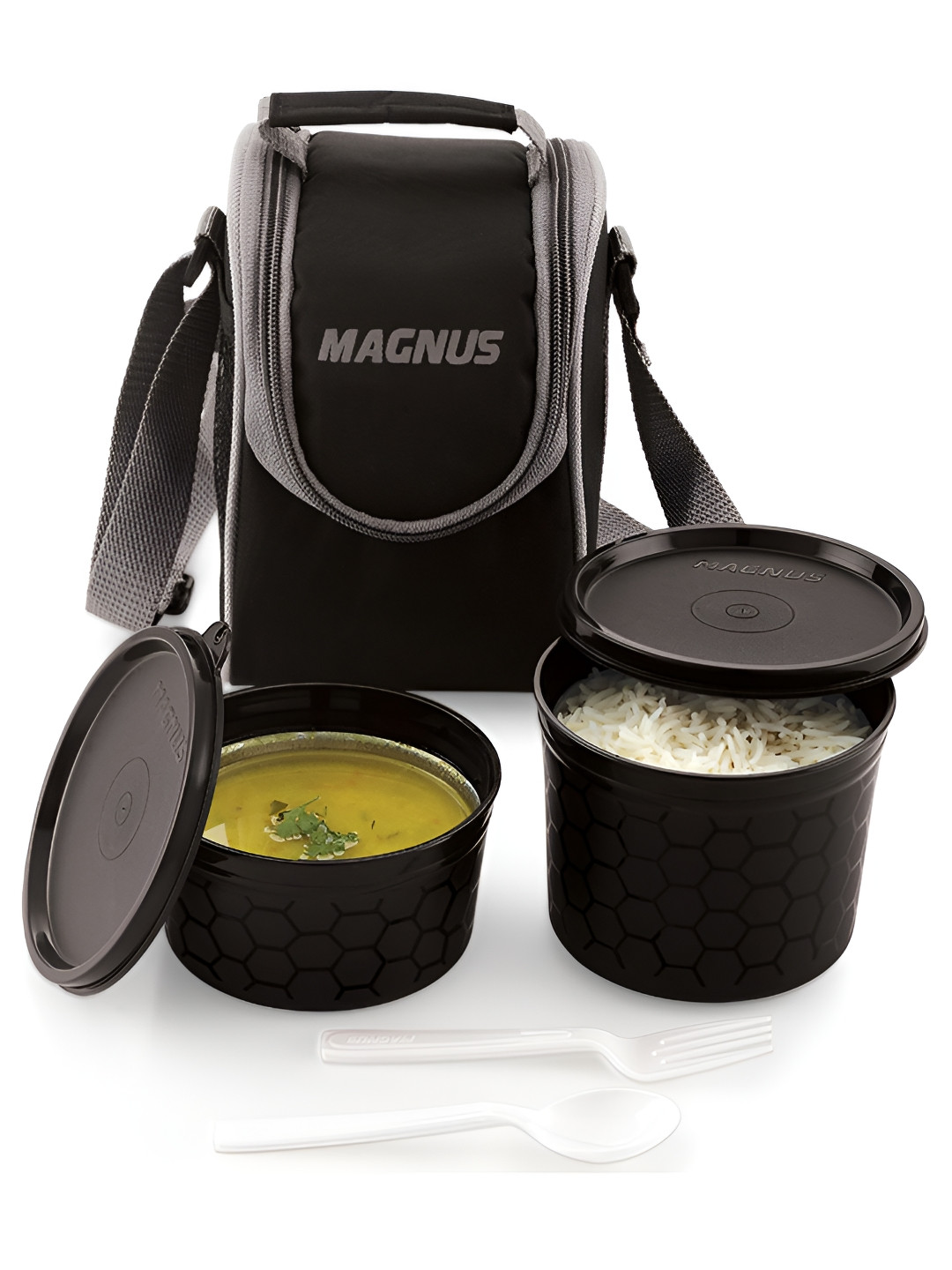 MAGNUS Black 2 Pieces Stainless Steel Lunch Box 400 ml