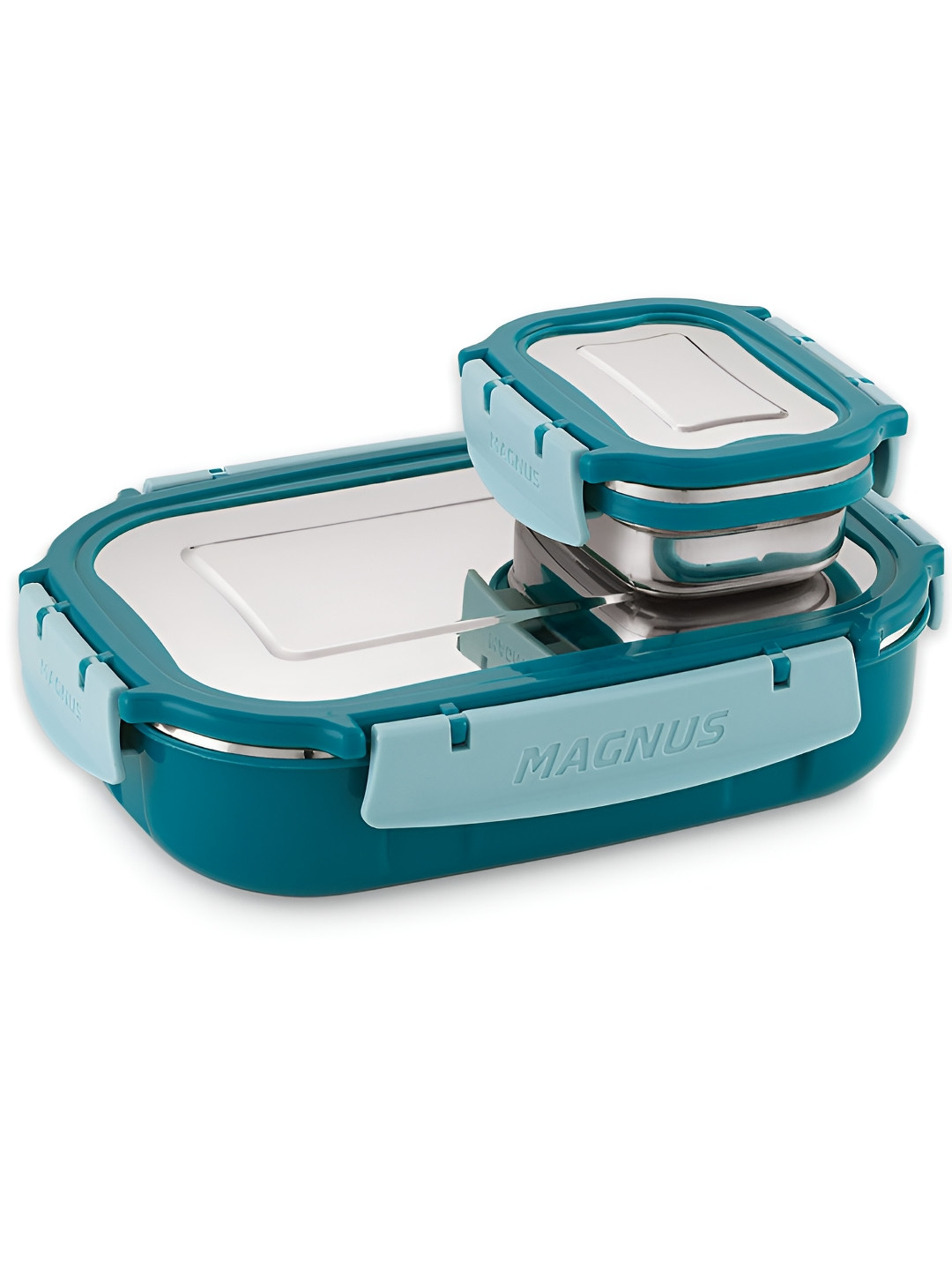 MAGNUS Teal Green 2 Pieces Stainless Steel Spike Lunch Box