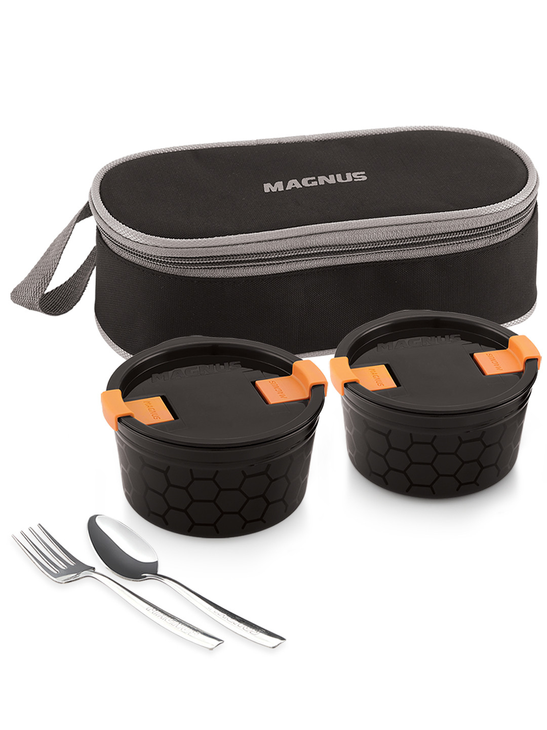 MAGNUS Airtight Leakproof Microwave safe Plastic 5PCs Lunch Box With Spoon and Fork
