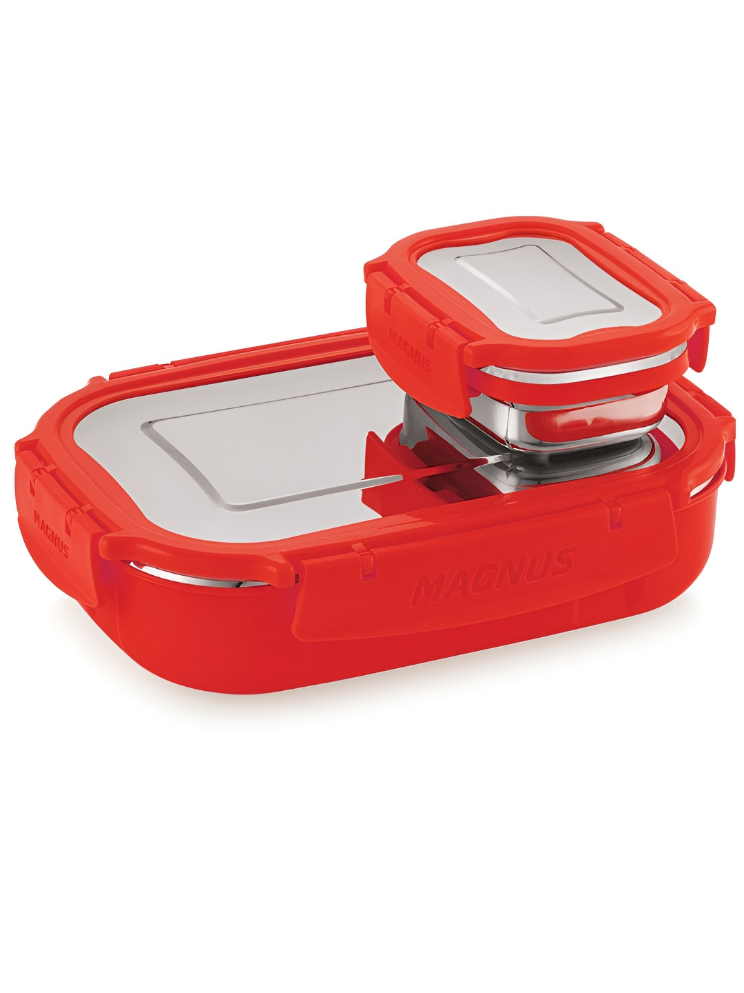 MAGNUS Red 2 Pieces Stainless Steel Lunch Box