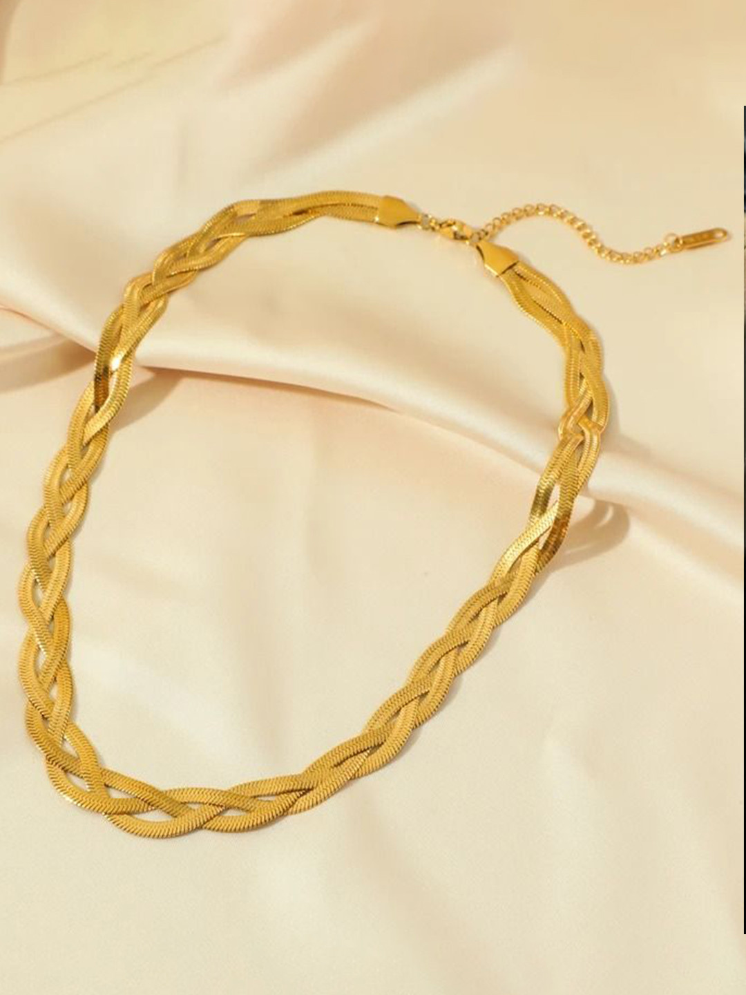 VIEN Gold-Plated Stainless Steel Three Braided Snake Chain