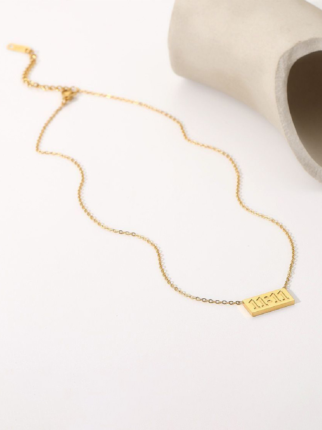 VIEN Gold-Plated Stainless Steel 11:11 Square Necklace