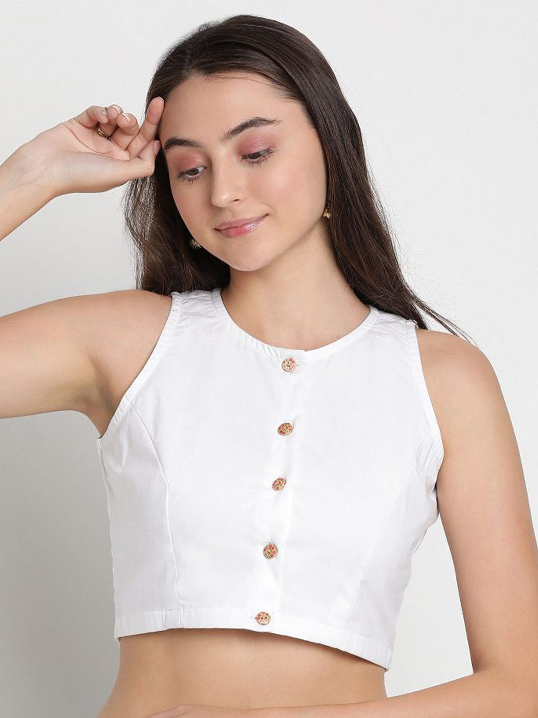studio rasa Button Down Crop Top