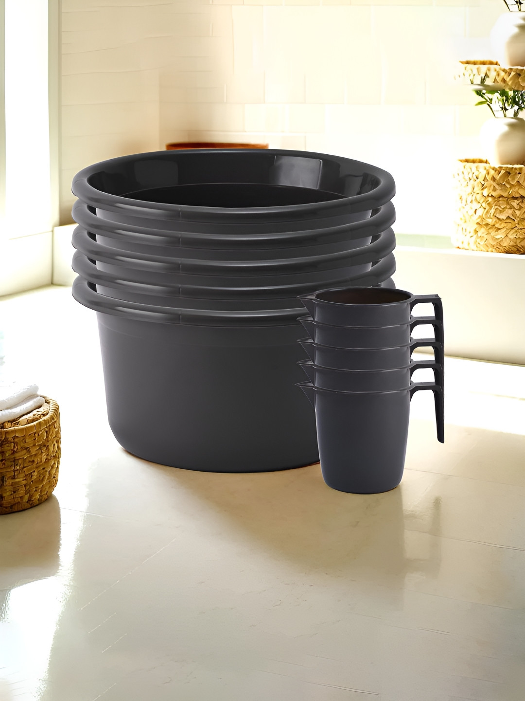 Kuber Industries Grey 10 Pieces Matte Bath Accessories Set