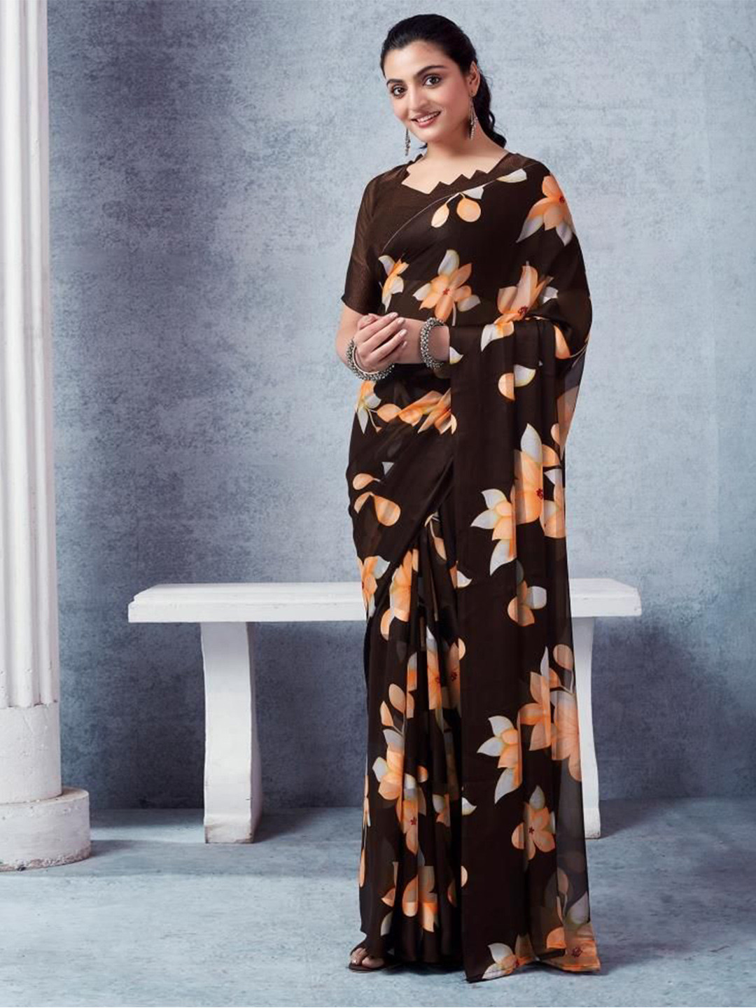 Sanwariya Silk Floral Pure Georgette Bagh Saree