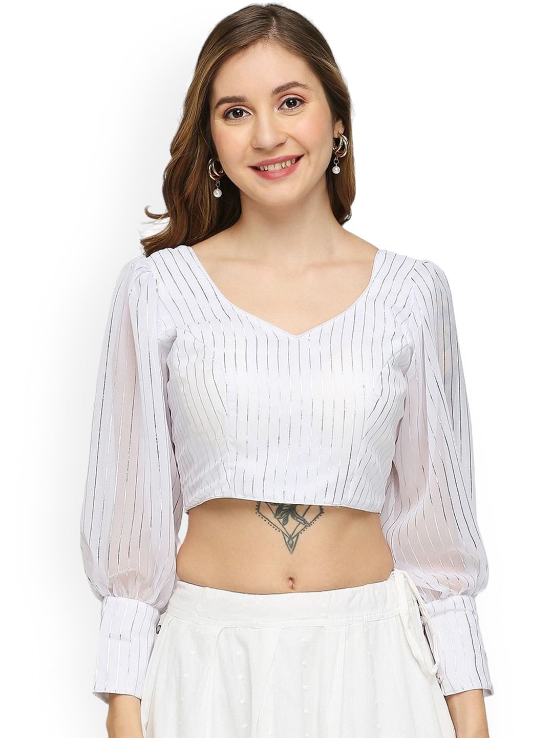 freelax Striped Long Sleeves Saree blouse