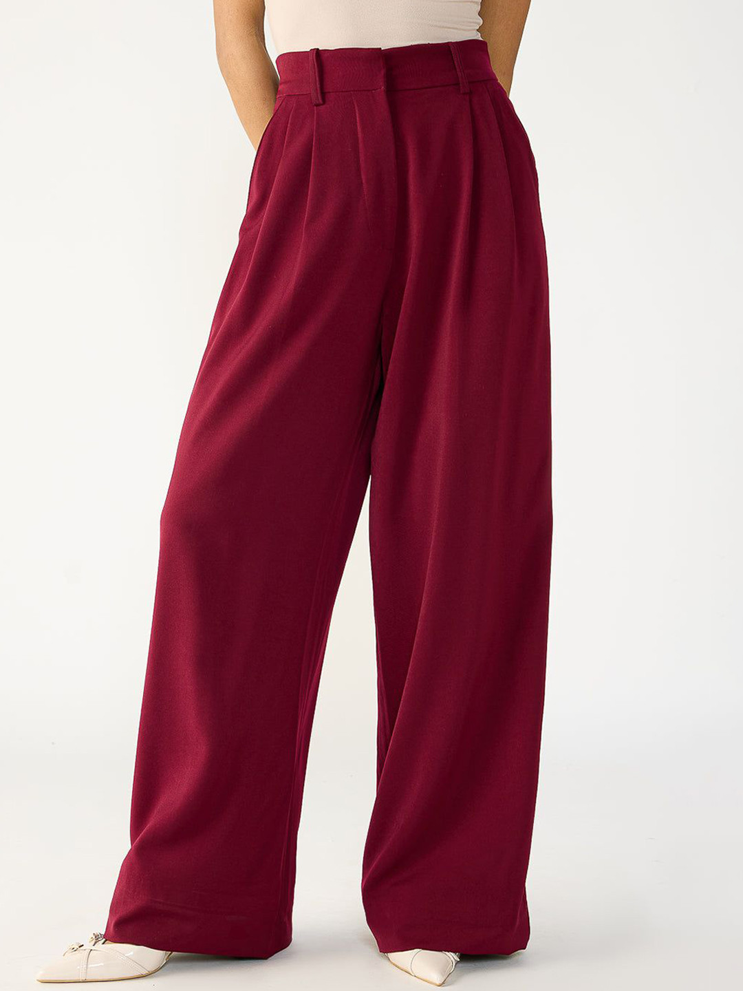 FREAKINS Burnt Maroon Adjustable Korean Pants