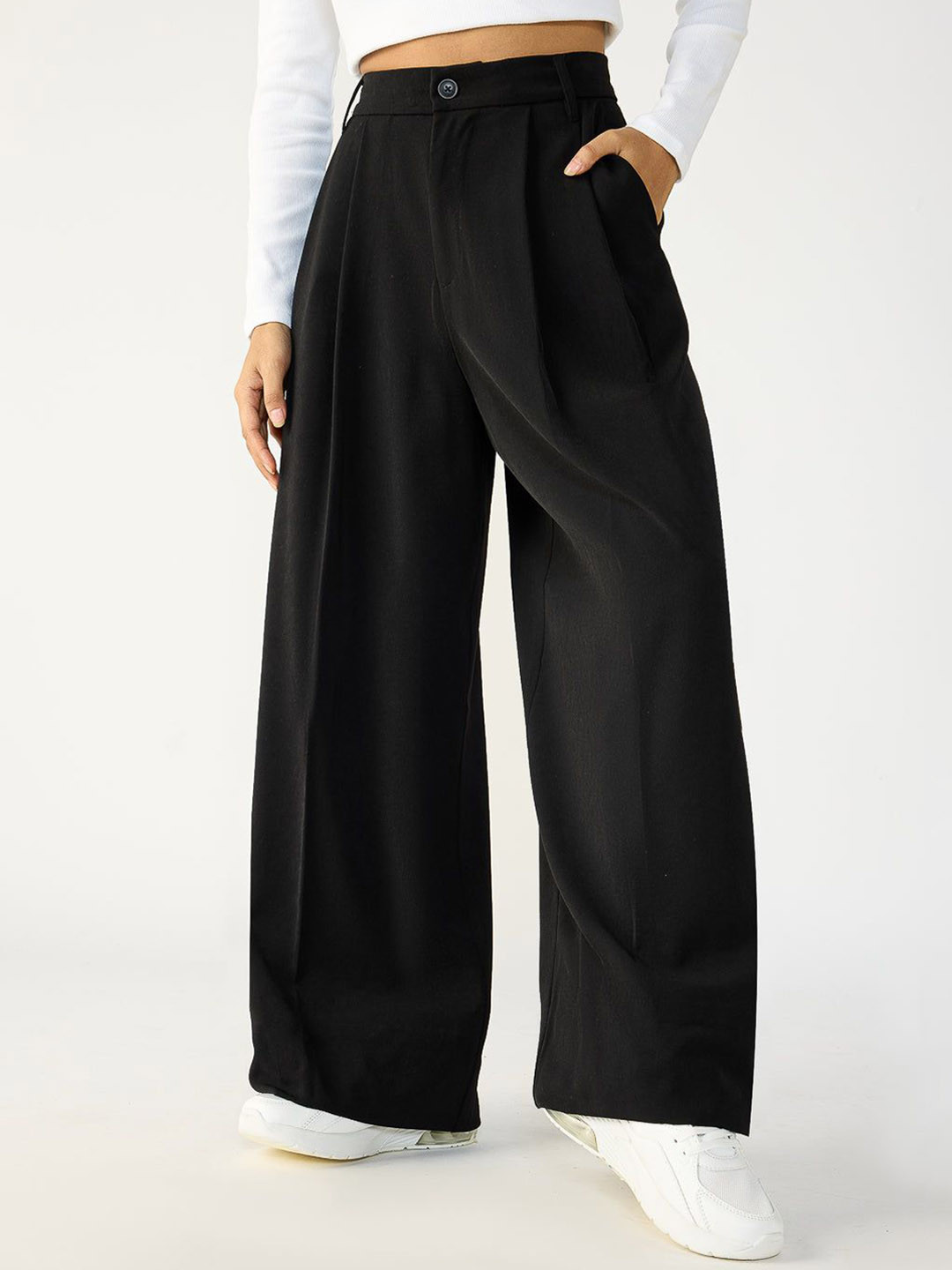 FREAKINS Black Flared Formal Korean Pants