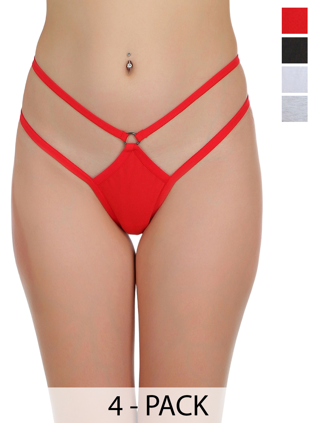 SELFCARE Pack Of 4 Low Rise Cotton Thong Briefs SN2847