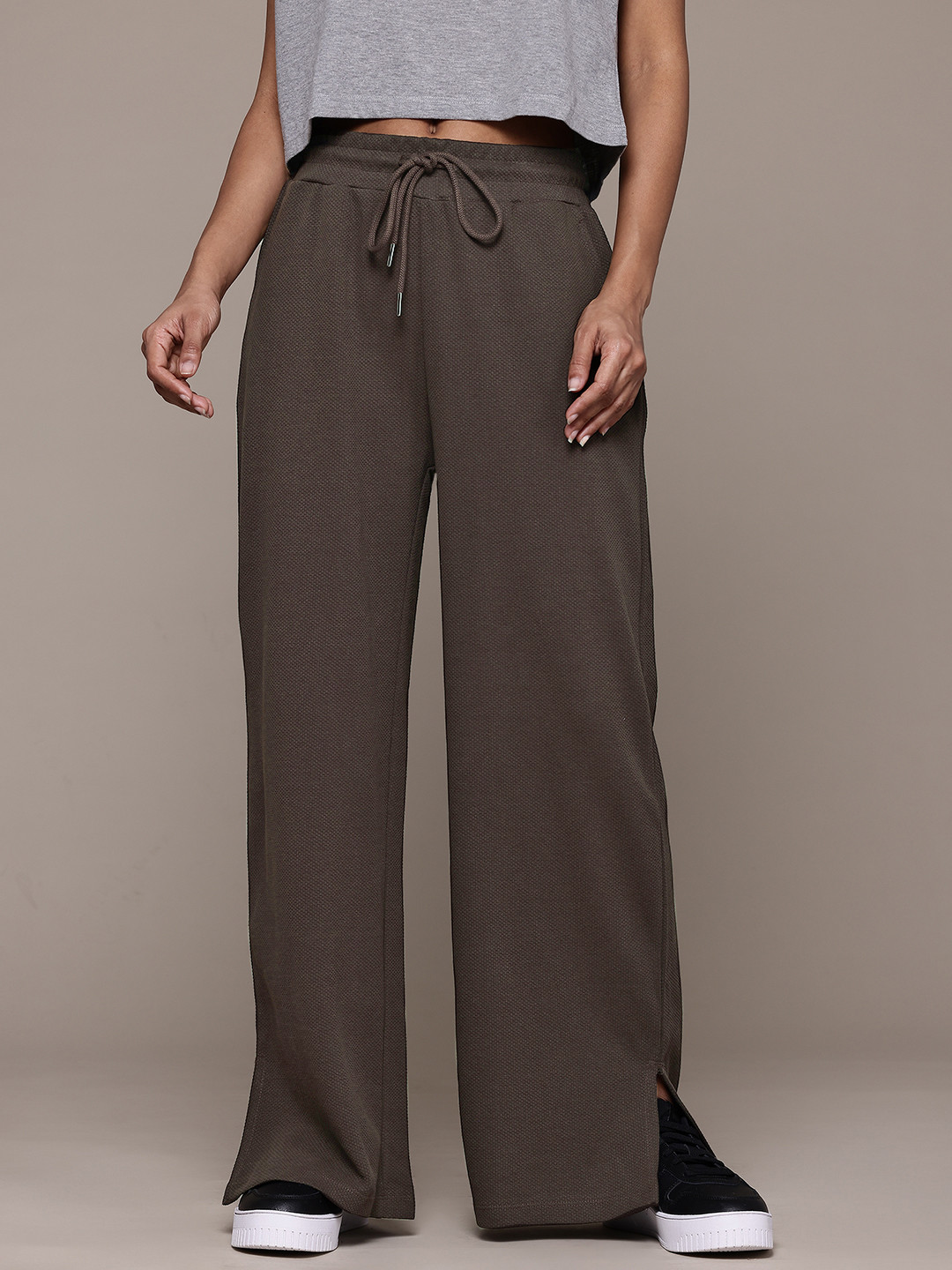 The Roadster Lifestyle Co. Women Textured Slit-Detail Trousers