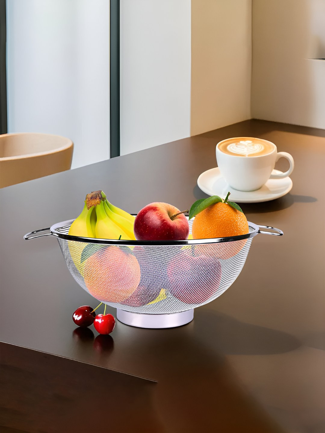 Kuber Industries Stainless Steel Fruit Basket With Handle