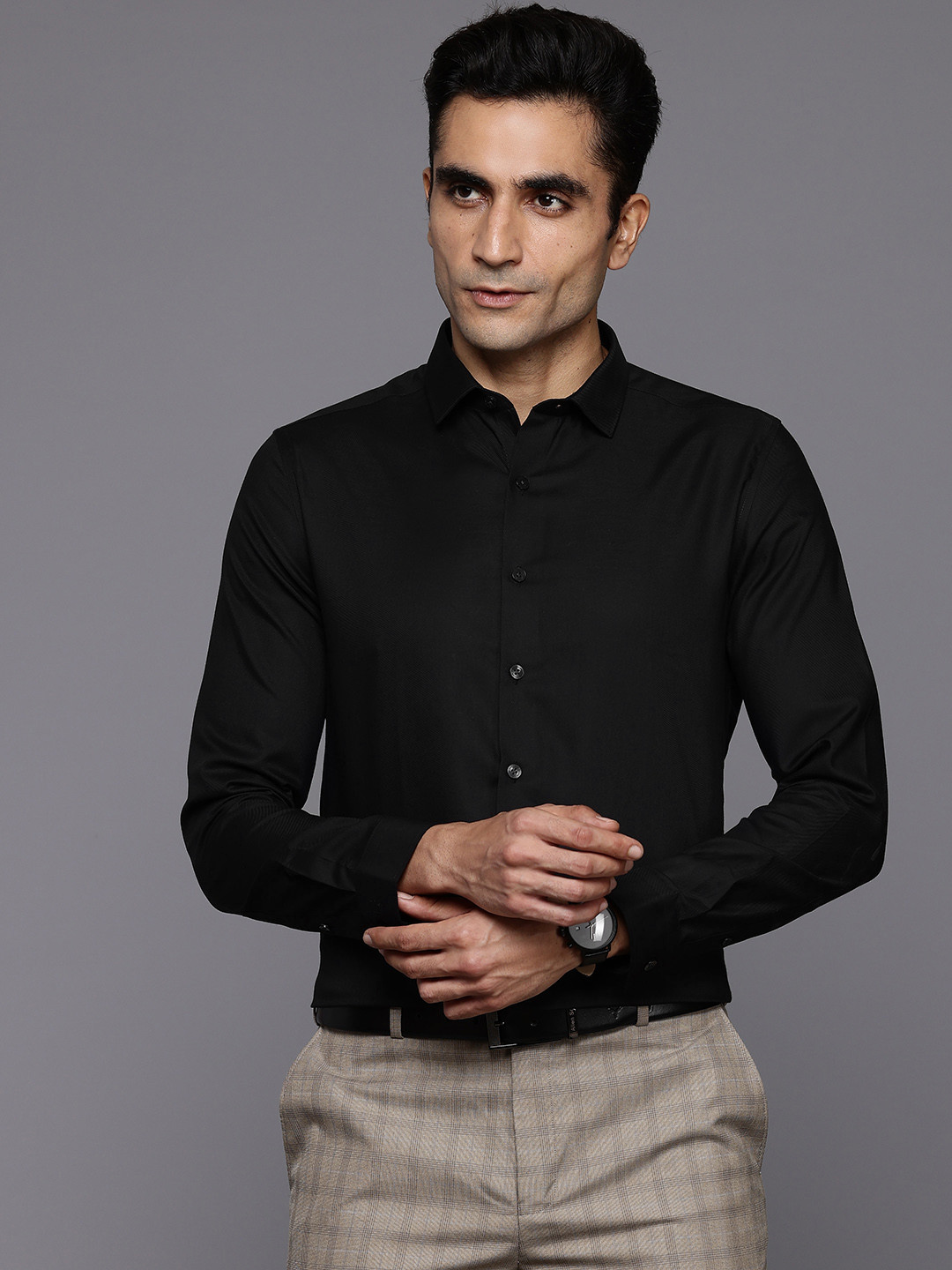 Louis Philippe Men Super Slim Fit Formal Premium Pure Cotton Shirt