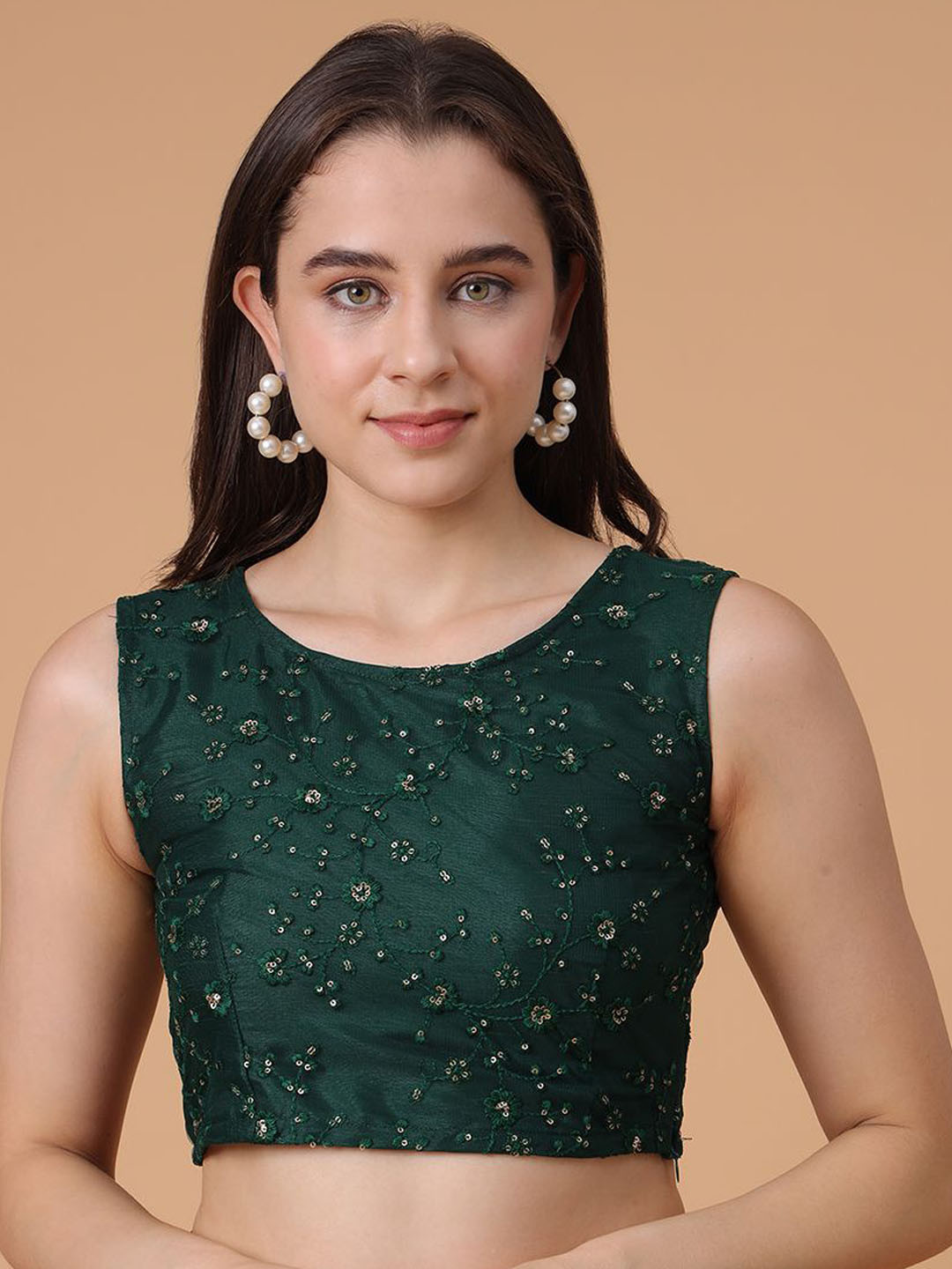 Frolic Rolic Green Embroidered Net Blouse