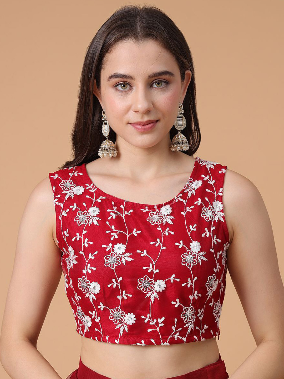 Frolic Rolic Maroon Embroidered Net Blouse