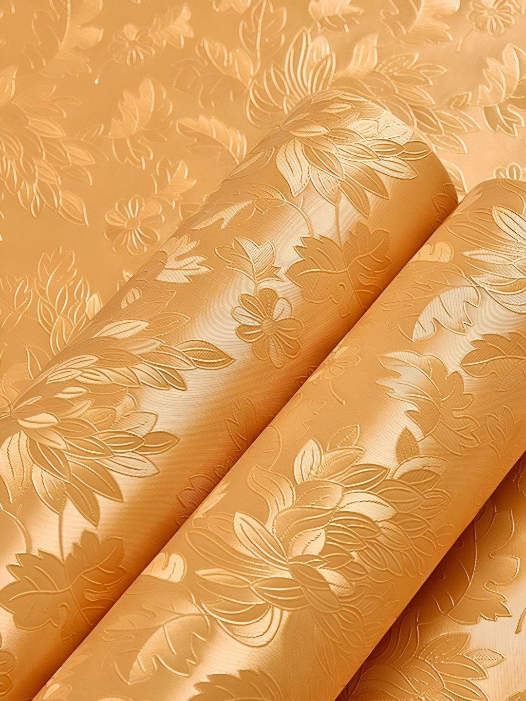 Aura Orange-Colored 3D Floral Printed Self Adhesive Wall Sticker