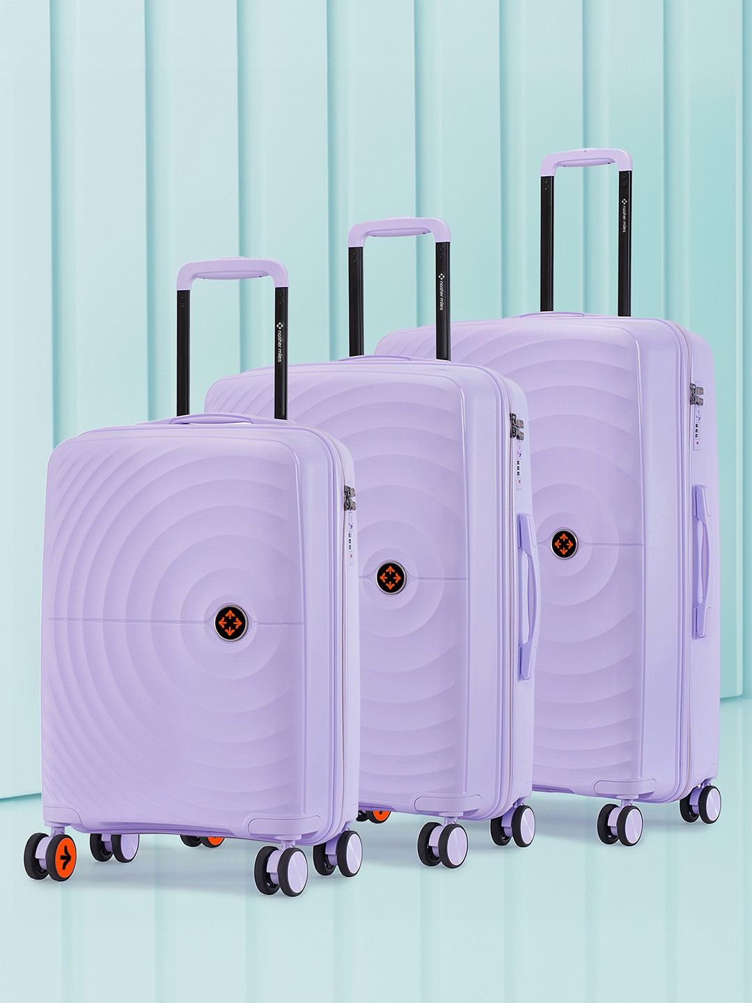 Nasher Miles Seattle Polypropylene Set of 3 S/M/L Pastel Purple Trolley Bags 55-65-75cm