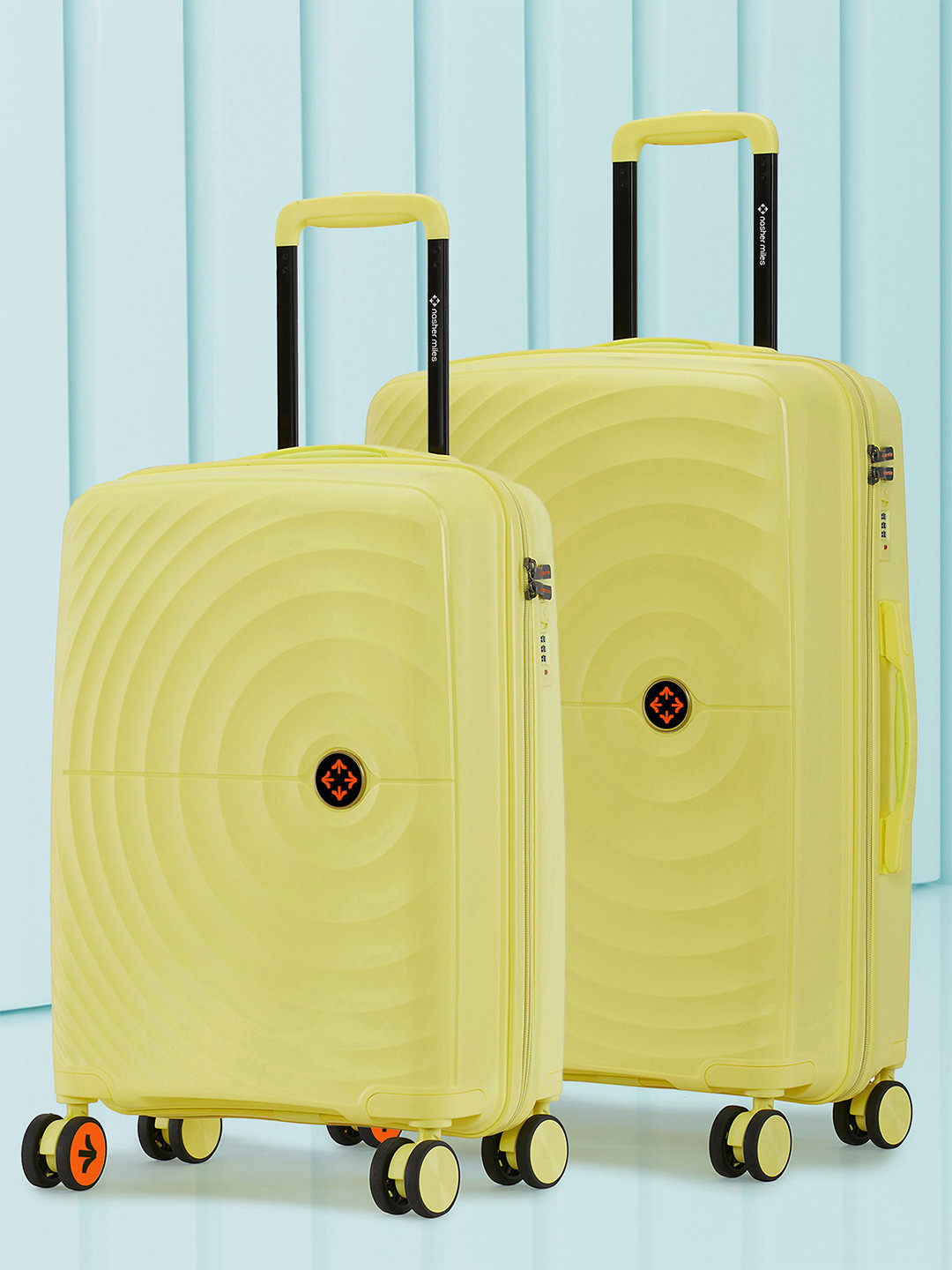 Nasher Miles Seattle Hard-Sided Polypropylene Set of 2 S/M Yellow Trolley Bags (55-65 cm)