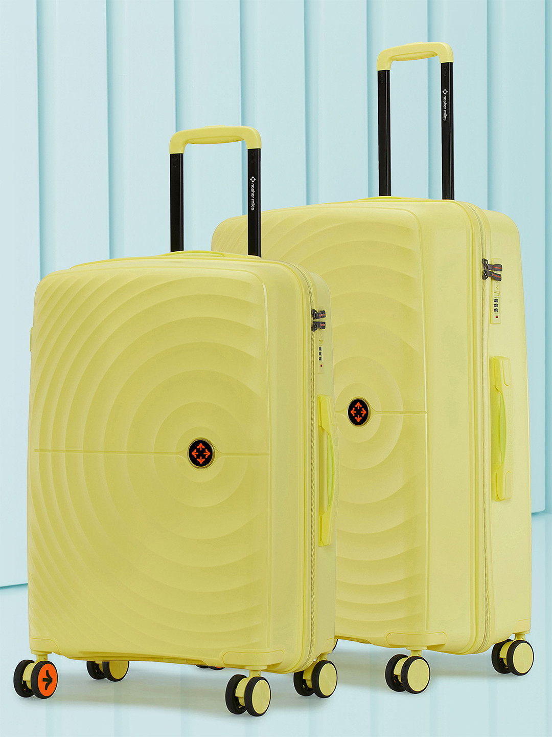 Nasher Miles Seattle Hard-Sided Polypropylene Set of 2 M/L Yellow Trolley Bags (65-75 cm)