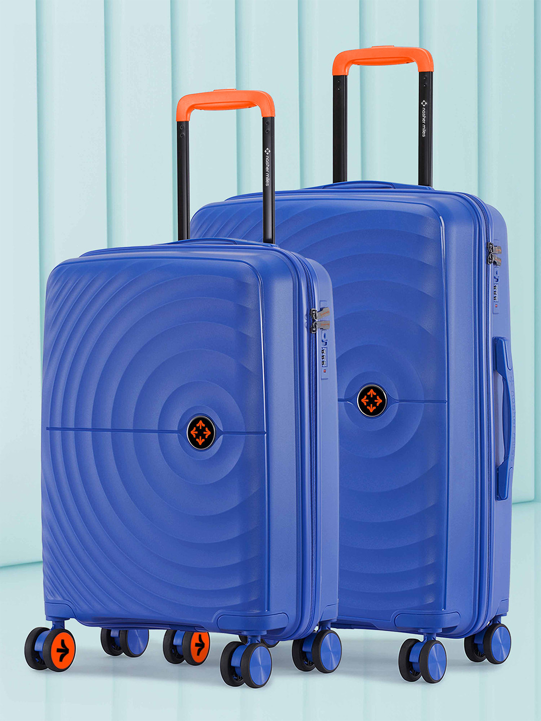Nasher Miles Seattle Hard-Sided Polypropylene Set of 2 S/M Dark Blue Trolley Bags 55-65 cm
