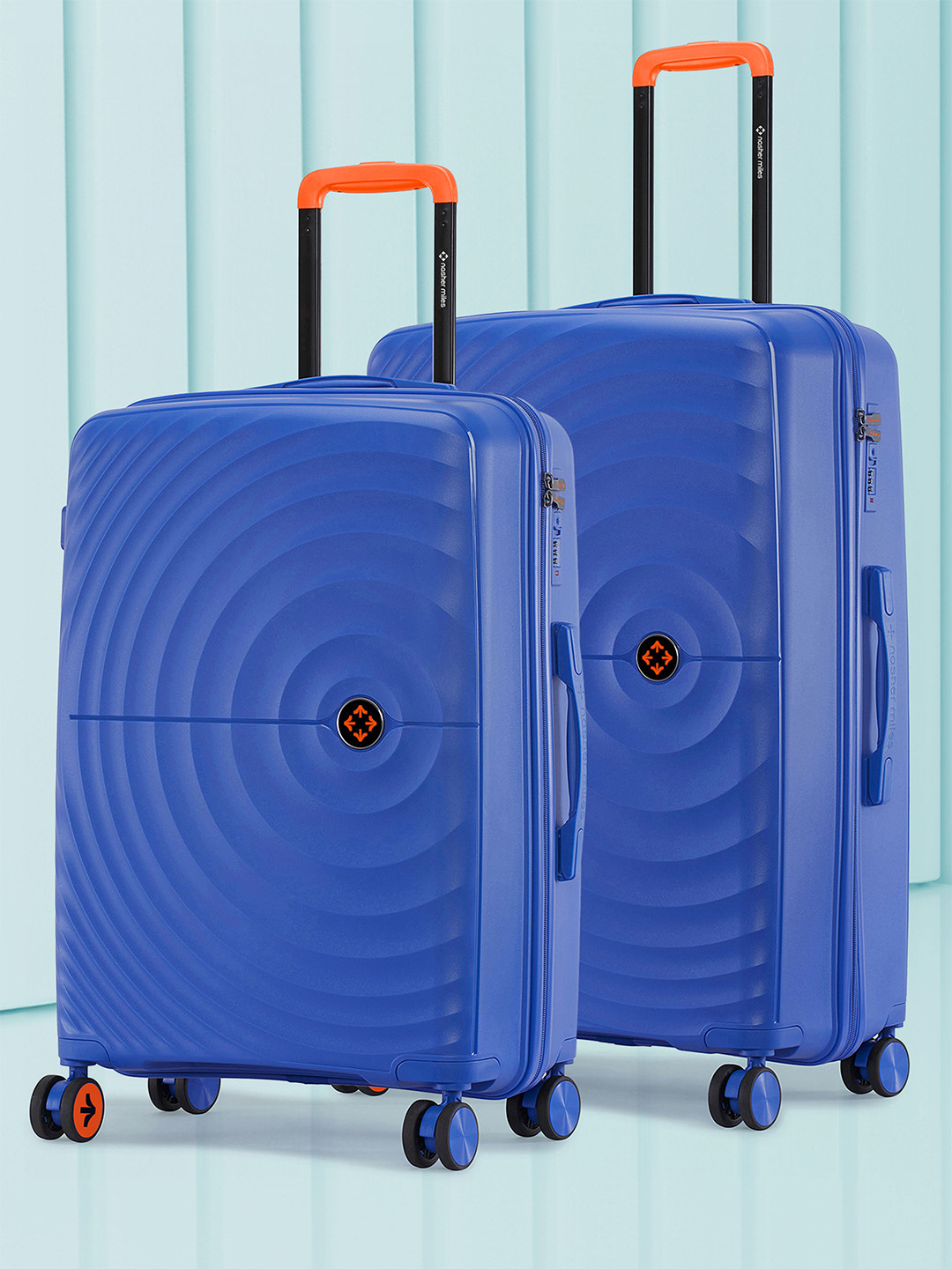 Nasher Miles Seattle Hard-Sided Polypropylene Set of 2 M/L Dark Blue Trolley Bags 65-75 cm