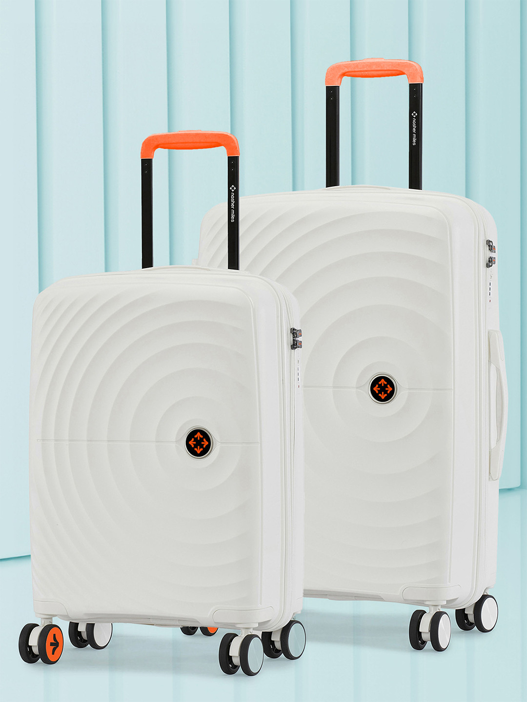 Nasher Miles Seattle Hard-Sided Polypropylene Set of 2 S/M White Trolley Bags (55-65 cm)