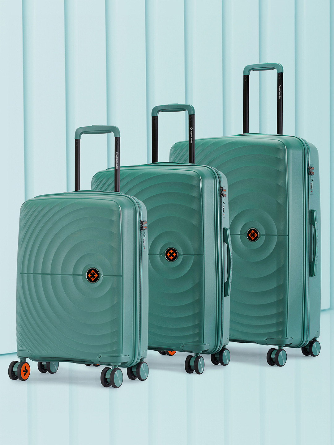 Nasher Miles Seattle Hard Polypropylene Set of 3 S/M/L Dark Green Trolley Bags 55-65-75cm)