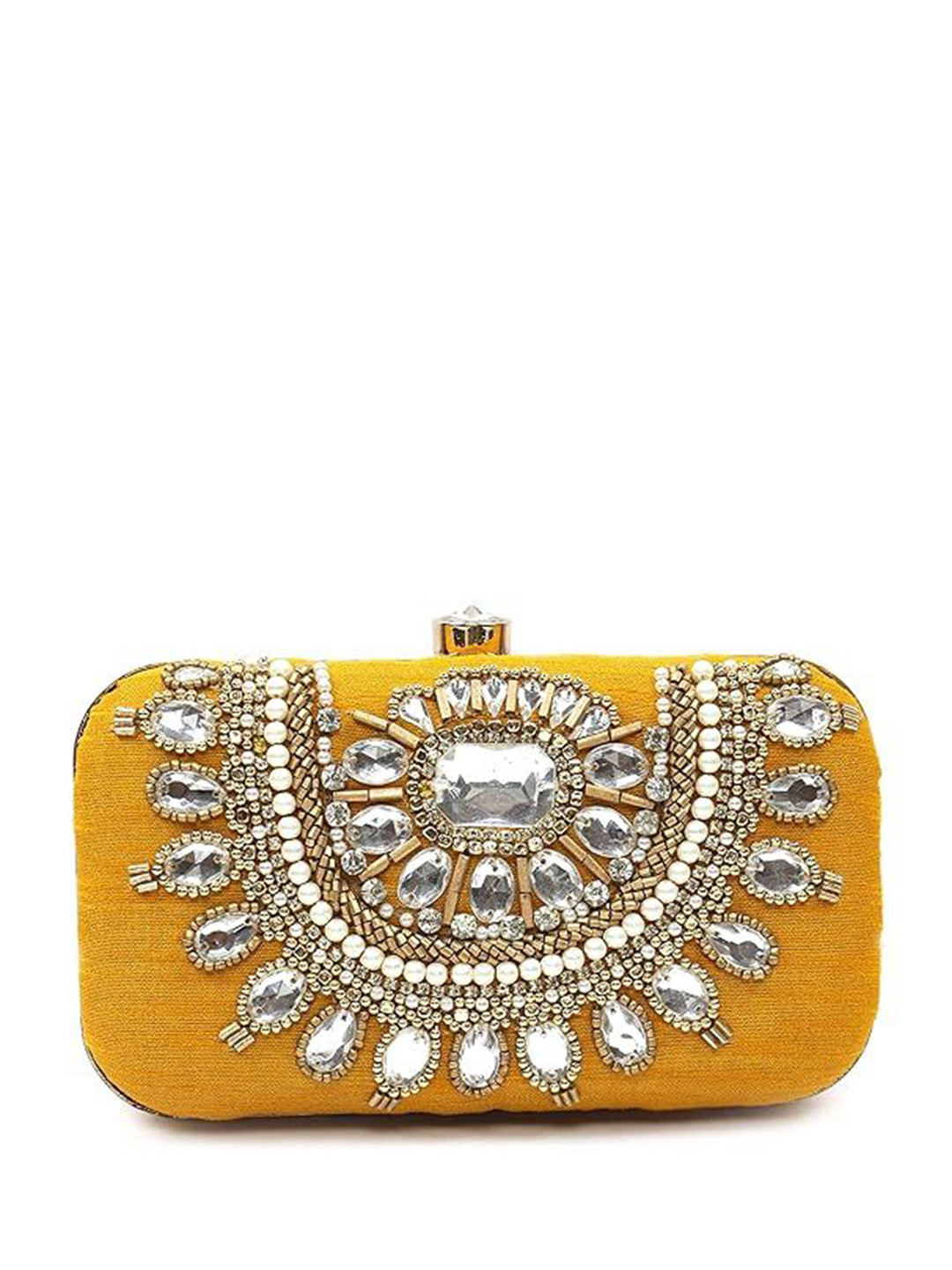 FRINGES Crystal Embroidered Box Clutch