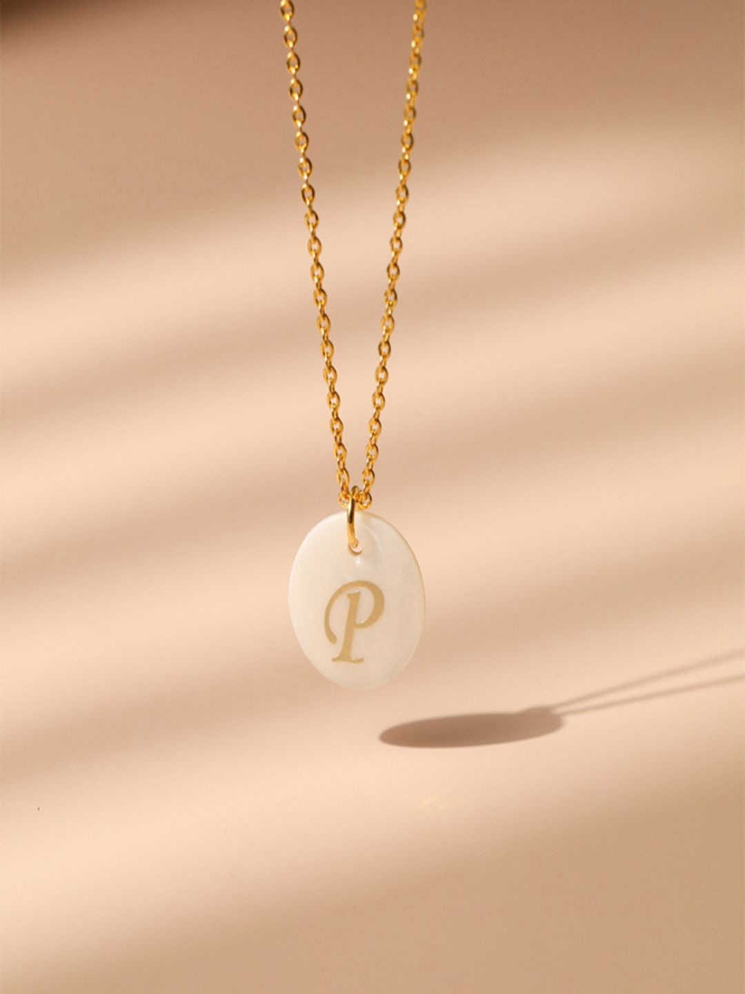 AQUASTREET 18K Gold-Plated Waterproof Antitarnish Letter P Initial Pendant Necklace