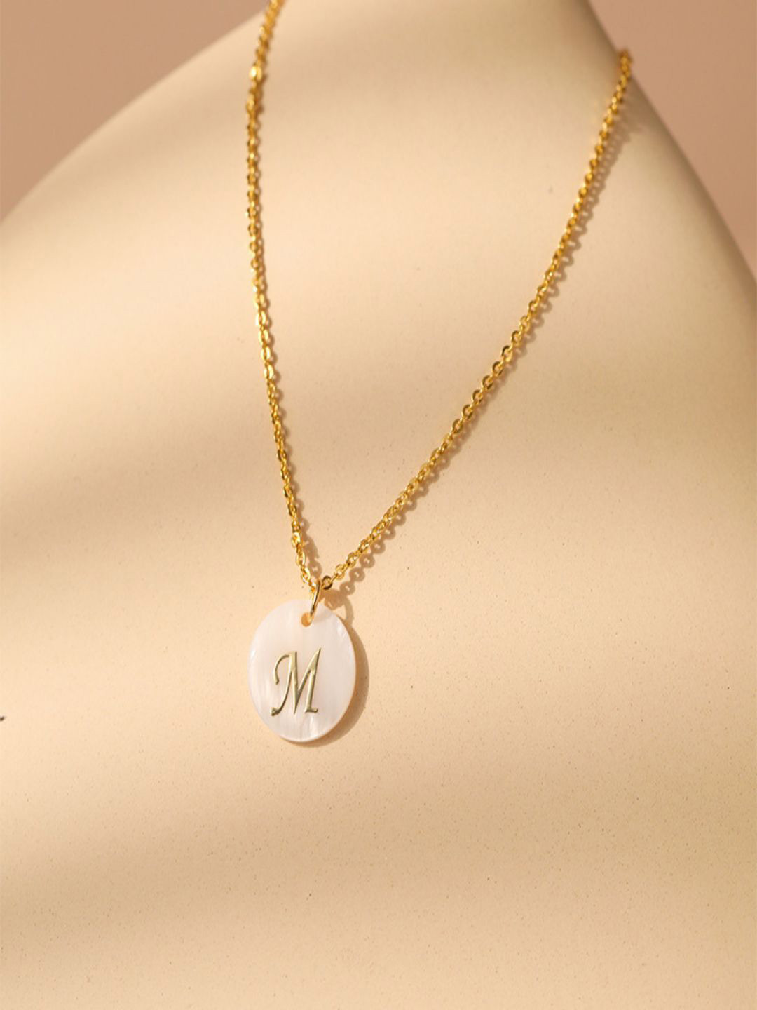 AQUASTREET 18K Gold-Plated Waterproof Antitarnish Letter M Initial Pendant Necklace