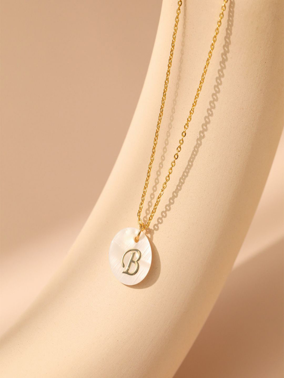 AQUASTREET 18K Gold-Plated Waterproof Antitarnish Letter B Initial Pendant Necklace