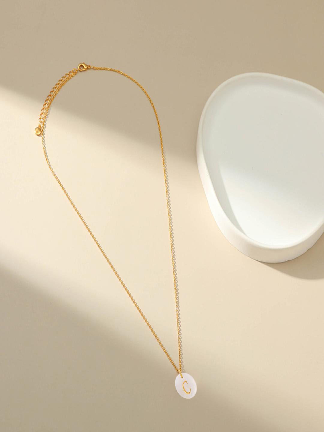 AQUASTREET 18K Gold-Plated Waterproof Antitarnish Letter C Initial Pendant Necklace