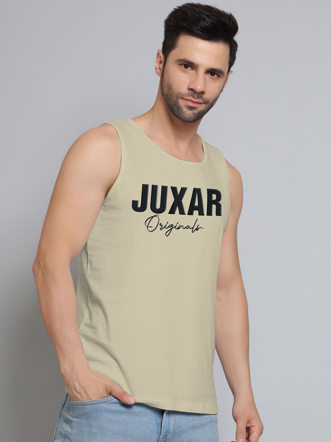 Juxar Men Printed Sleeveless Cotton Gym Innerwear Vests-JUX-18-BG-XS