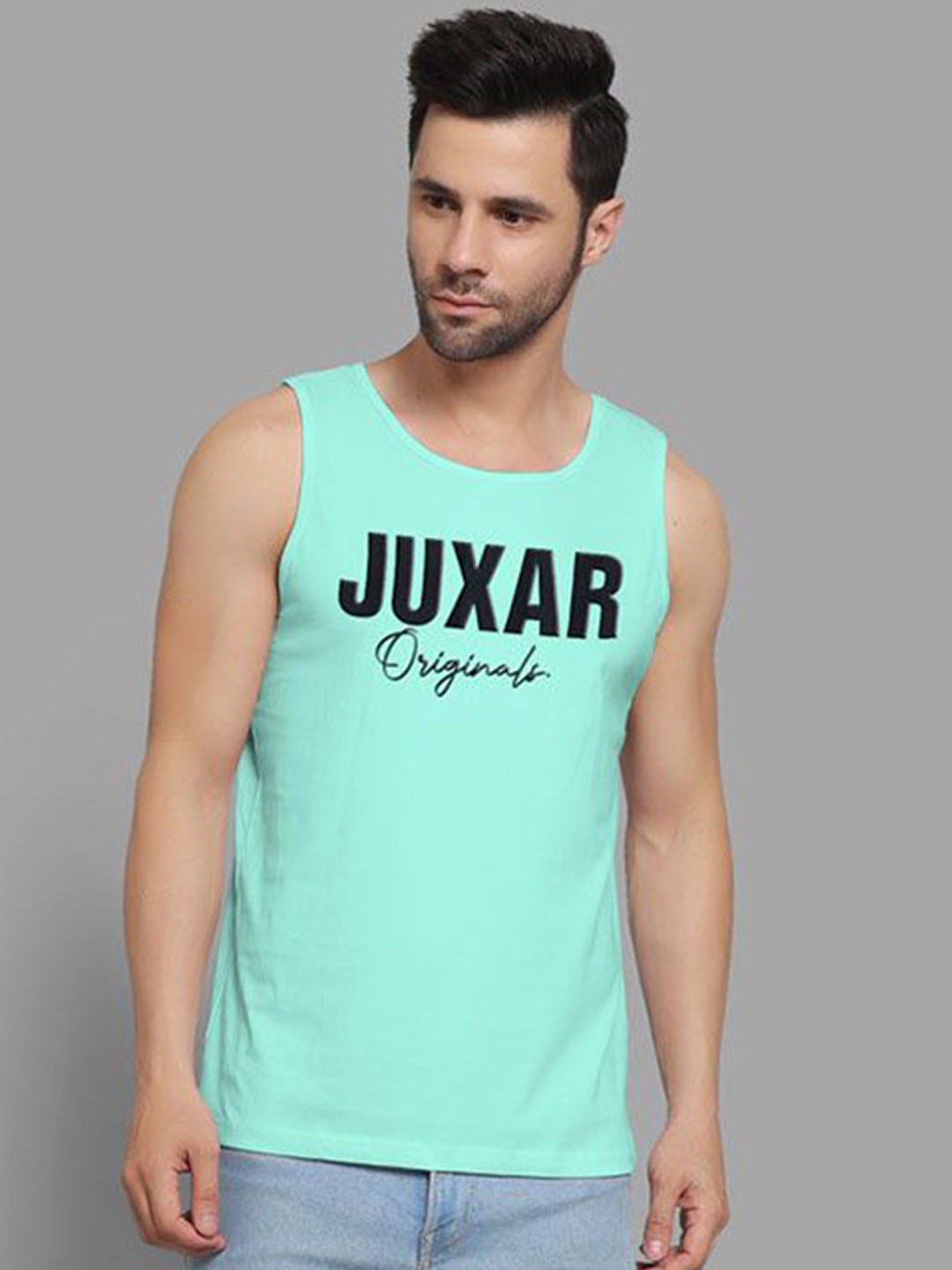 Juxar Men Printed Sleeveless Cotton Gym Innerwear Vests JUX-18-LBL-XS
