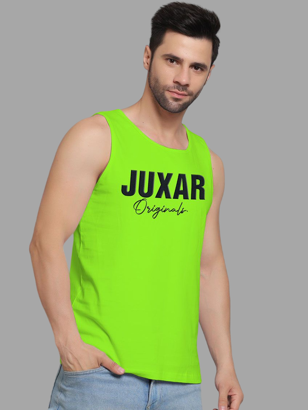 Juxar Men Printed Sleeveless Cotton Gym Innerwear Vests JUX-18-NEO-XS