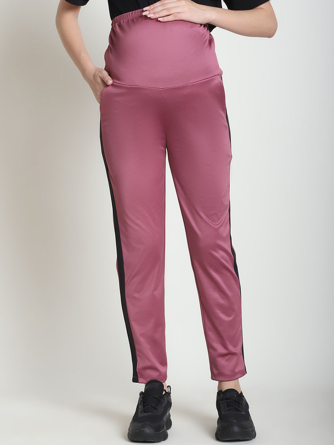 WELL KEPT Women Striped Maternity Track Pants
