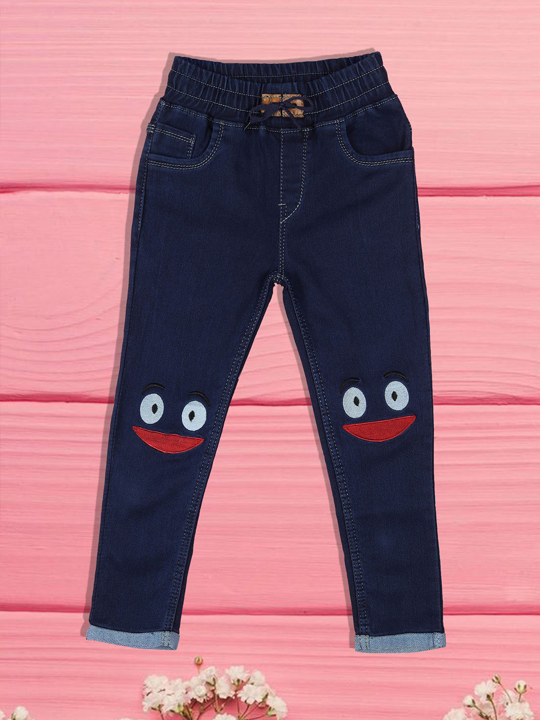 F2M Girls Embroidered High Waist Jeans