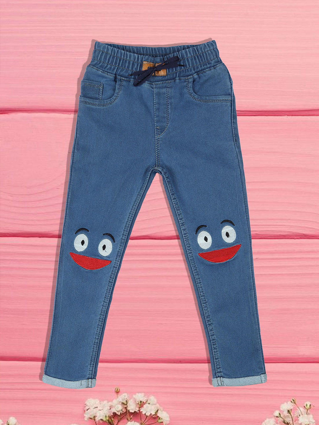 F2M Unisex Kids Embroidered Stretchable Jeans